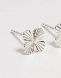 Sterling Silver Ribbed Flower Stud Earrings - link has visual effect only