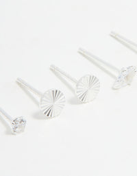 Sterling Silver Cubic Zirconia Stud Earrings 3-Pack - link has visual effect only