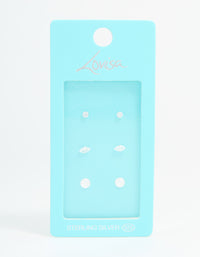 Sterling Silver Cubic Zirconia Stud Earrings 3-Pack - link has visual effect only