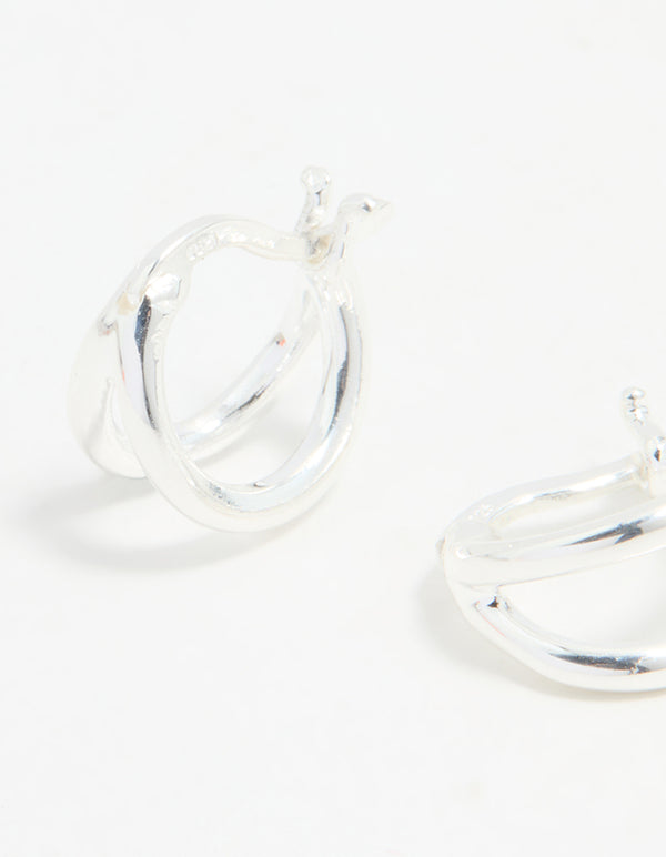 Sterling Silver Chubby Double Hoop Earrings