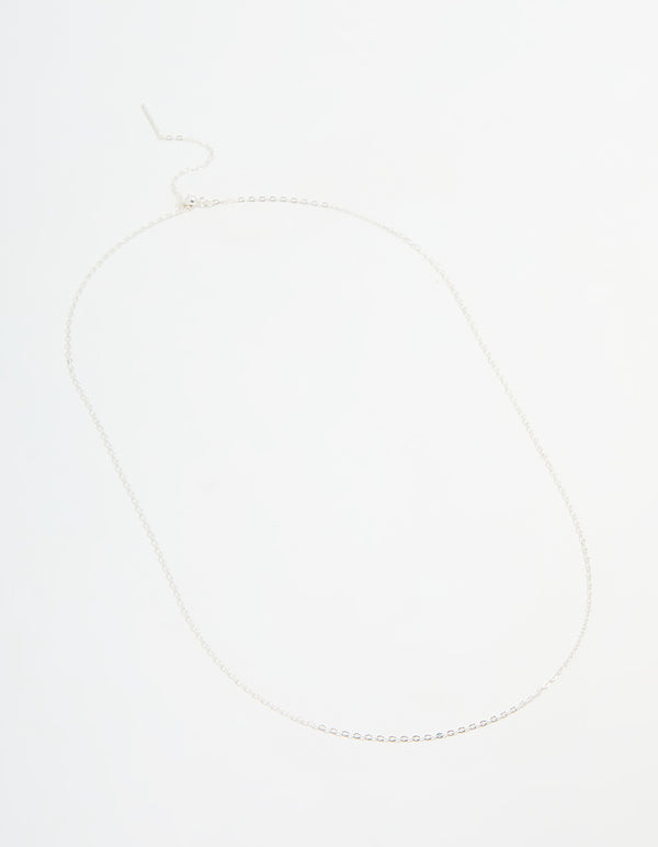 Sterling Silver Adjustable Plain Chain Necklace