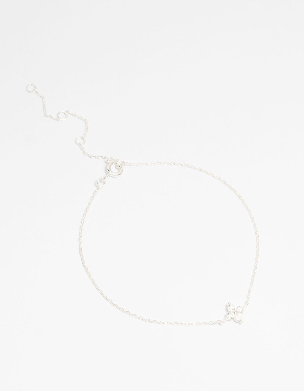Sterling Silver Cubic Zirconia Micro Flower Bracelet