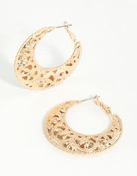 Gold Filigree Crescent Hoop Earrings - link has visual effect only