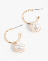 Gold Pearl Wire Wrapped Hoop Earrings - link has visual effect only