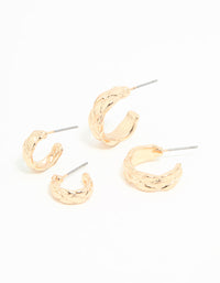 Gold Braided Mixed Size Hoop Earrings 2-Pack - link has visual effect only