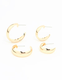 Gold Teardrop & Round Hoop Earrings 2-Pack - link has visual effect only
