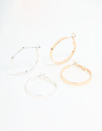 Mixed Metal Flat Hoop Earrings 2-Pack - link has visual effect only