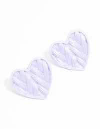Silver Purple Coated Metal Textured Heart Stud Earrings - link has visual effect only