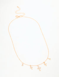 Gold Pearl Diamante Cross Charm Necklace - link has visual effect only