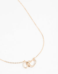 Gold Diamante Heart Link Necklace - link has visual effect only