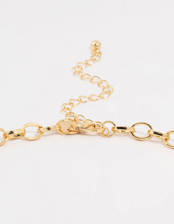 Gold Plated Heart & Sun Charm Necklace