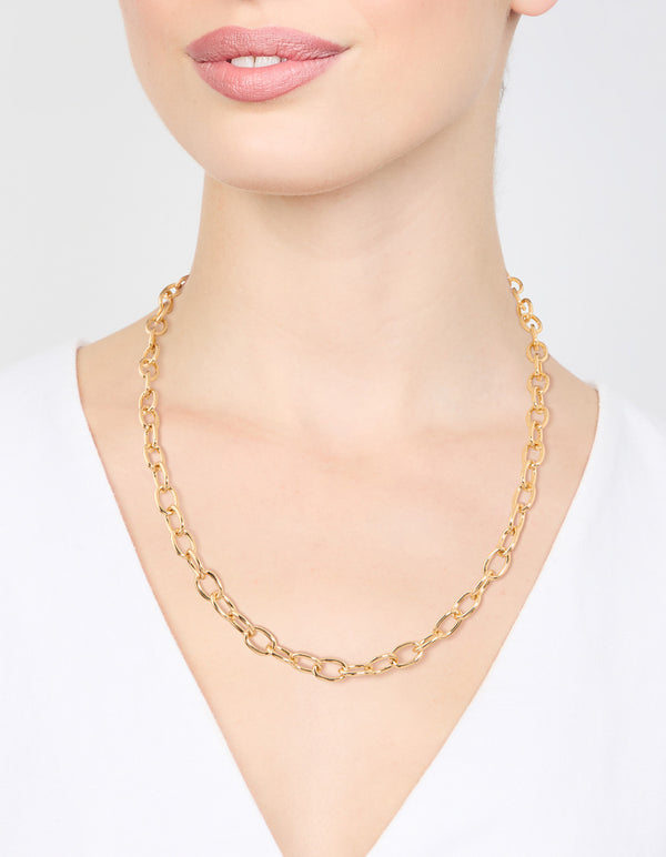 Gold Plated Round Link Necklace