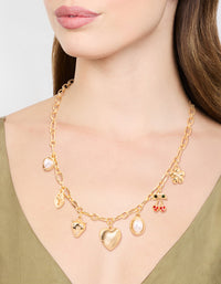 Gold Plated Heart & Cherry Charm Necklace - link has visual effect only