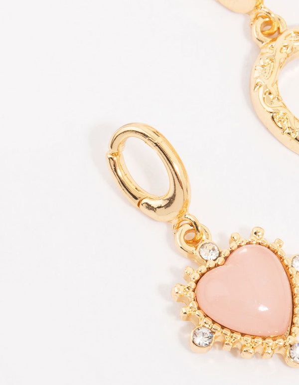 Gold Plated Horseshoe & Heart Charms 3-Pack