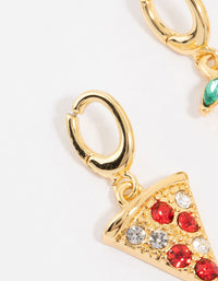 Gold Plated Diamante Cherry & Pizza Charms 3-Pack - link has visual effect only