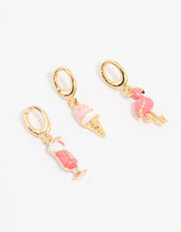 Gold Plated Ice Cream & Milkshake Charms 3-Pack - link has visual effect only