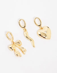 Gold Plated Chilli & Bow Charms 3-Pack - link has visual effect only