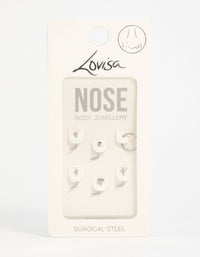 Surgical Steel Cubic Zirconia Flower Nose Piercing 6-Pack - link has visual effect only