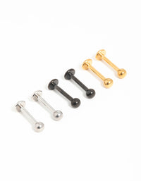 Mixed Finish Surgical Steel Small Ball Flat Back Studs 3-Pack - link has visual effect only