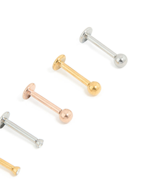 Mixed Mini Diamante Surgical Steel Flat Back Studs 6-Pack