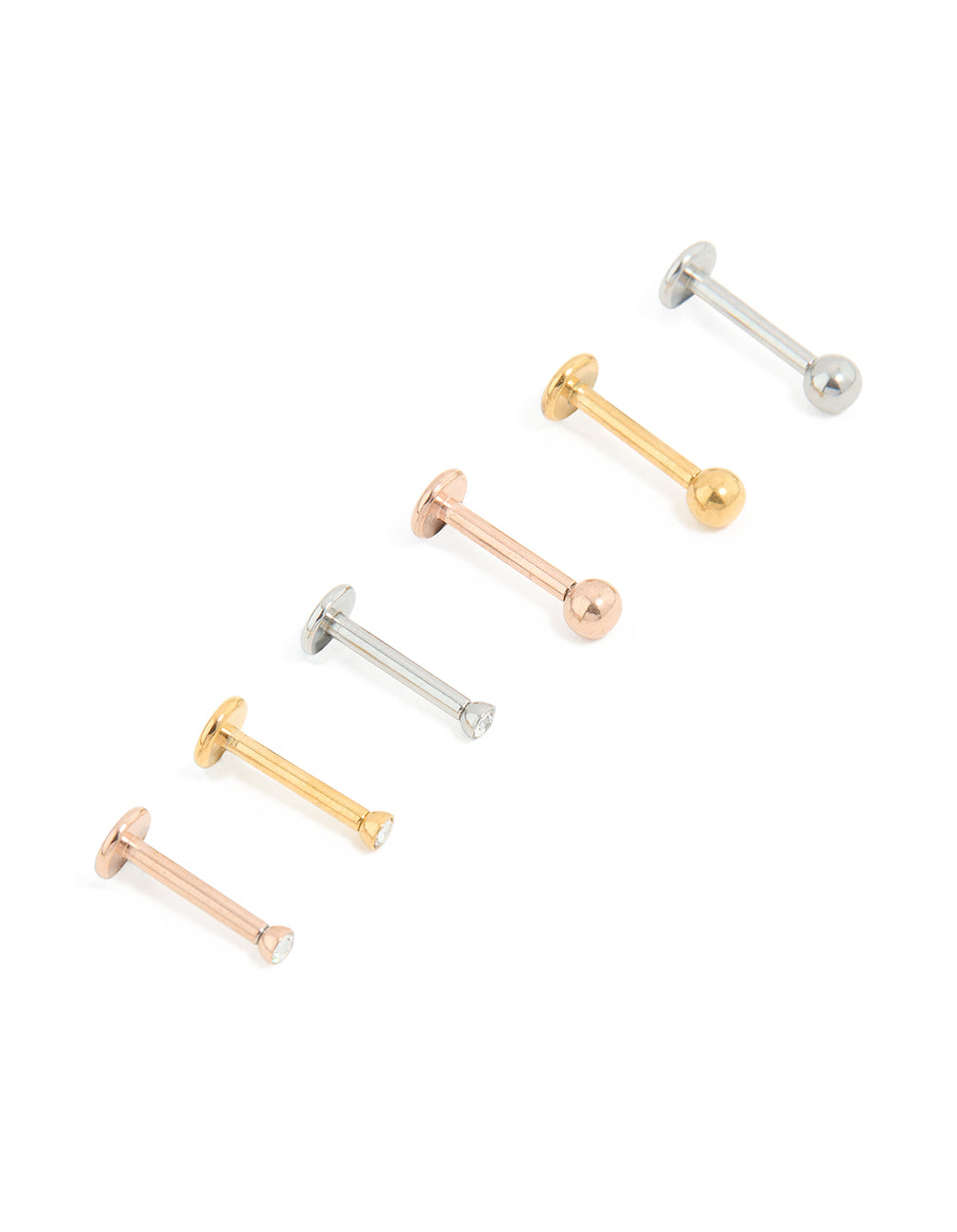 Mixed Mini Diamante Surgical Steel Flat Back Studs 6-Pack