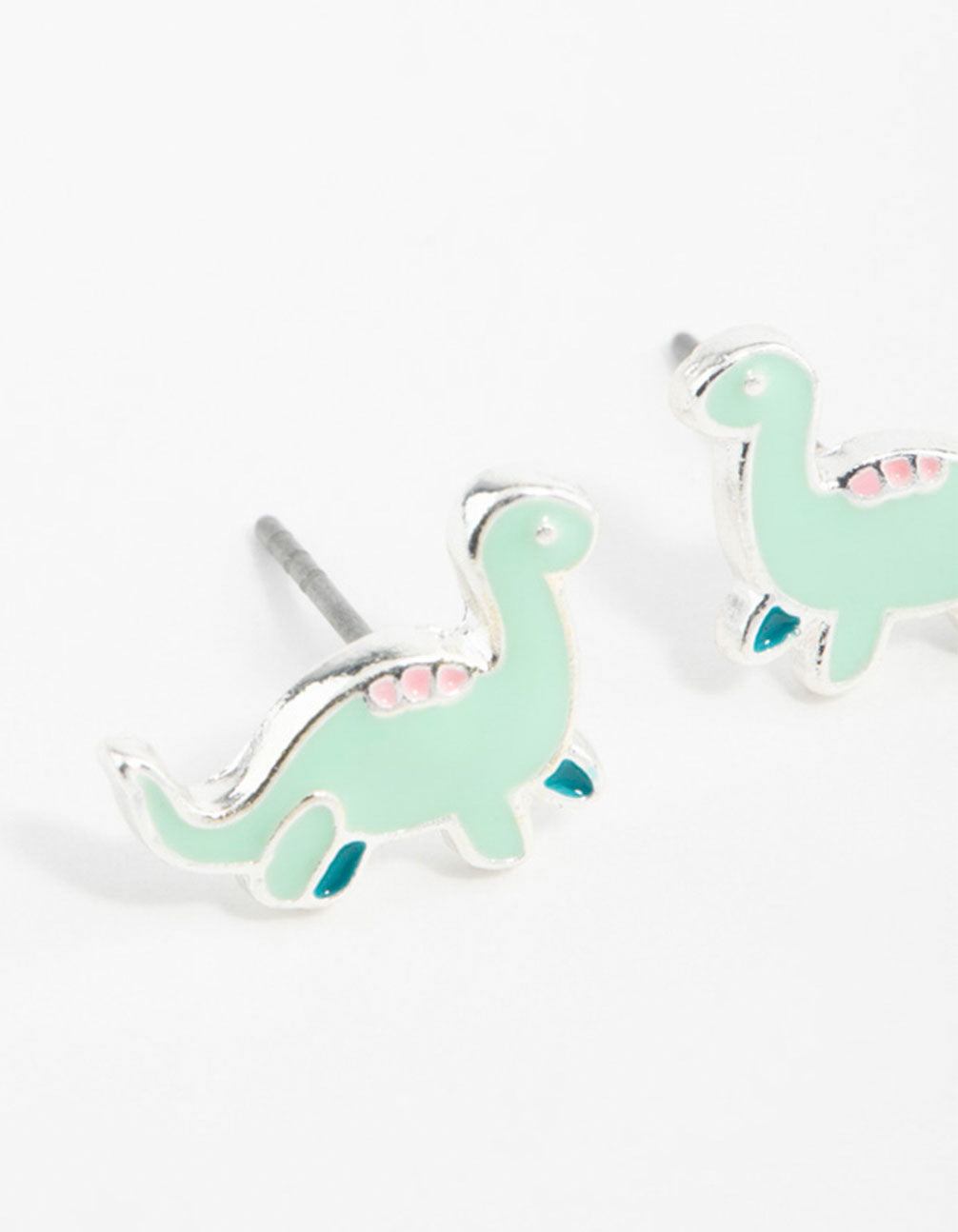Silver Dinosaur Cartoon Stud Earrings