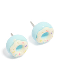 Silver Blue Donut Stud Earrings - link has visual effect only