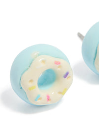 Silver Blue Donut Stud Earrings - link has visual effect only