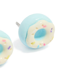 Silver Blue Donut Stud Earrings - link has visual effect only