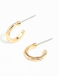 Gold Diamante Huggie Earrings - link has visual effect only