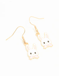 Gold Bunny Head Drop Earrings - link has visual effect only