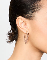 Gold Flat Hammered Flower Hoop Earrings - link has visual effect only