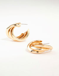 Gold Crossover Thick Hoop Earrings - link has visual effect only