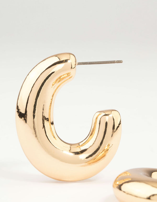 Gold Thick C Hoop Earrings