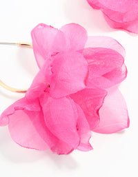 Gold Pink Fabric Flower Hoop Earrings - link has visual effect only
