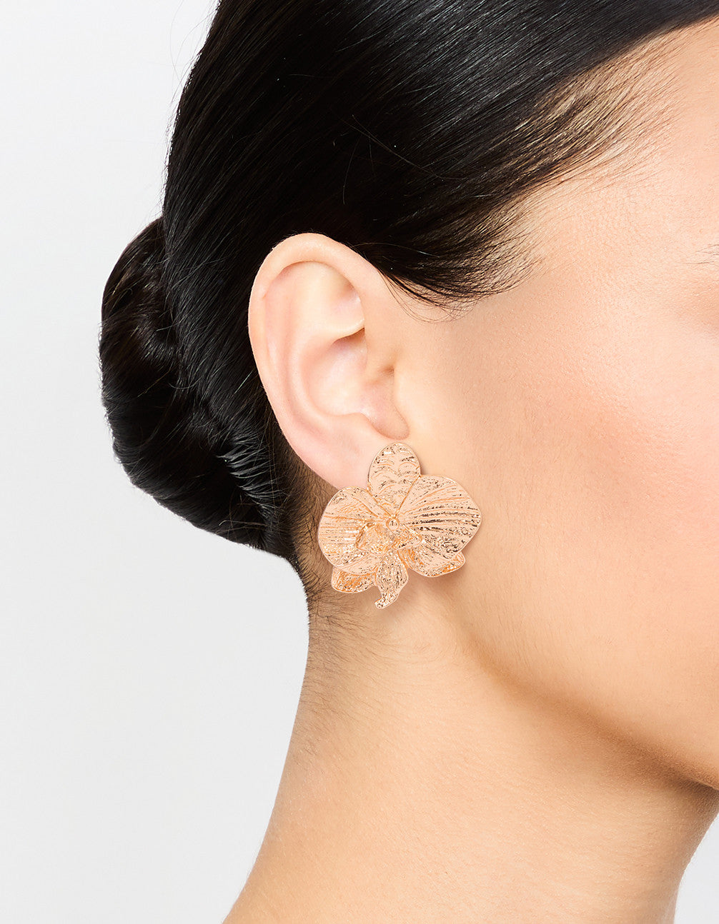 Gold Orchid Stud Earrings