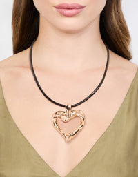 Gold Molten Heart Cord Pendant Necklace - link has visual effect only