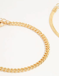 Gold Diamante Mixed Chain Bracelets 4-Pack - link has visual effect only