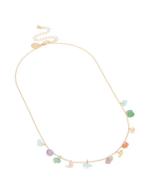 Gold Semiprecious Stone Necklace
