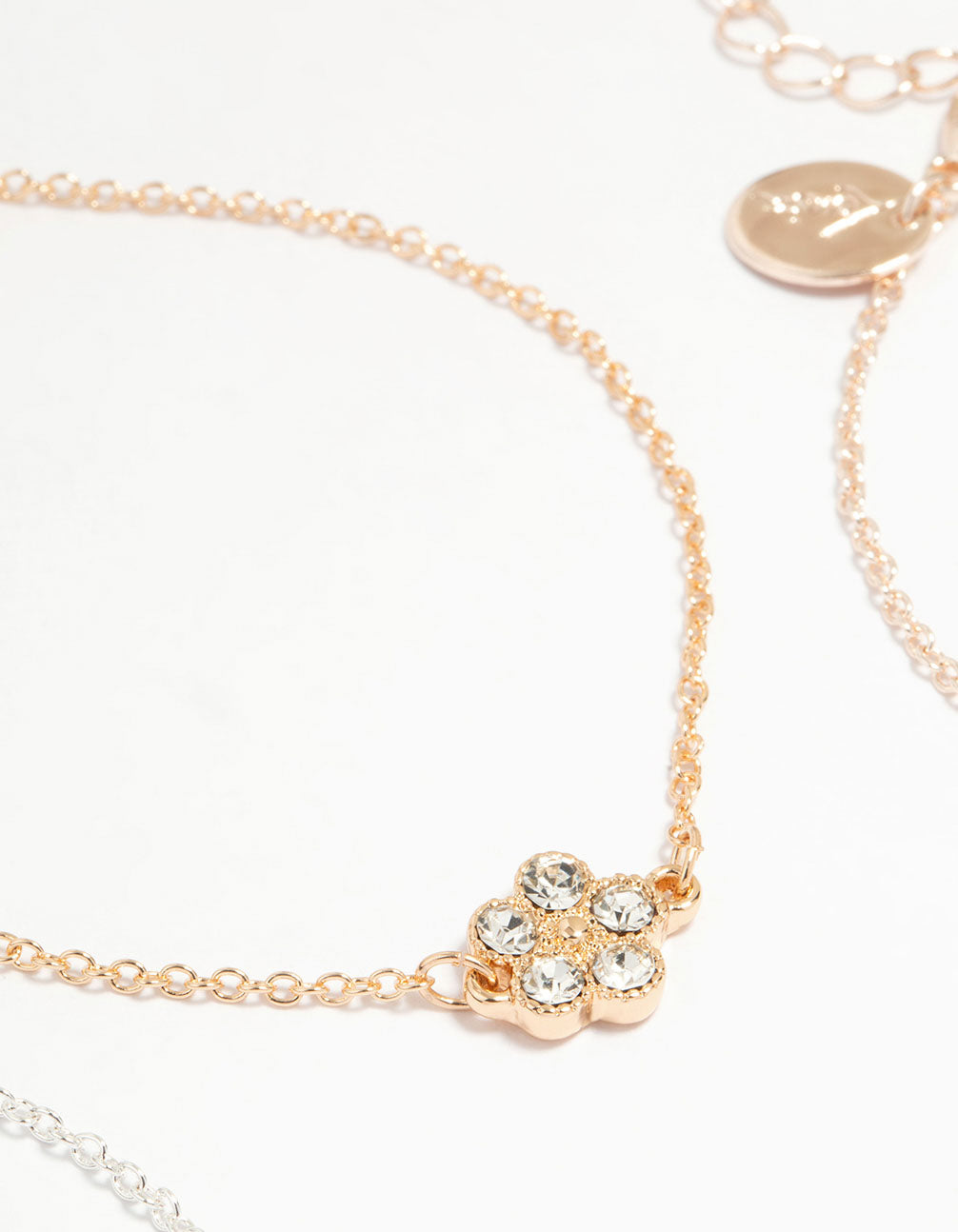 Mixed Metals Diamante Flower Bracelets 3-Pack