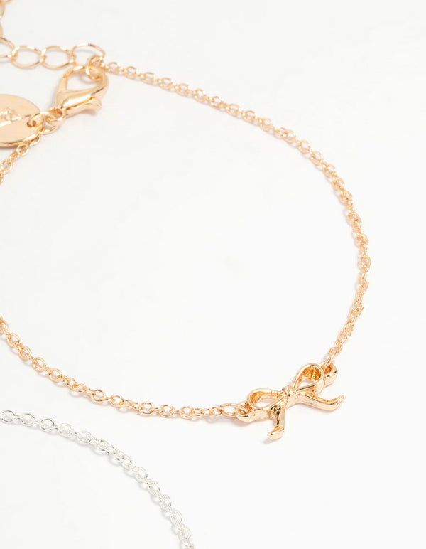Mixed Metals Bow Bracelets 3-Pack