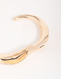 Gold Abstract Smooth Large Wrist Cuff - link has visual effect only