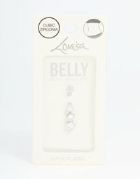 Surgical Steel Cubic Zirconia Drop Belly Bar - link has visual effect only