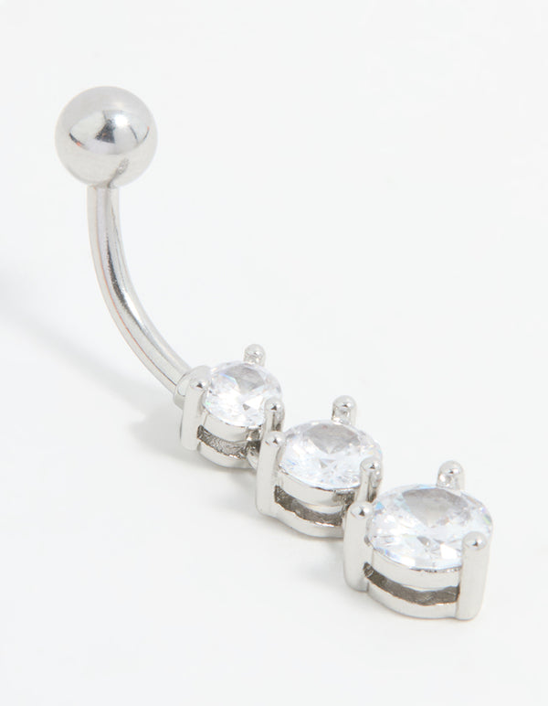 Surgical Steel Cubic Zirconia Drop Belly Bar
