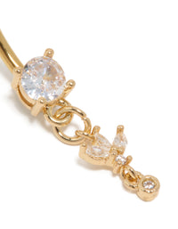 Gold Plated Surgical Steel Fine Marquise Drop Belly Bar - link has visual effect only