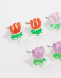 Multicoloured Acrylic Flower Stud Earrings 8-Pack - link has visual effect only