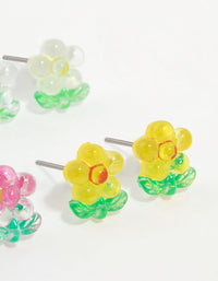 Multicoloured Acrylic Flower Stud Earrings 8-Pack - link has visual effect only