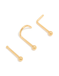 Gold Plated Titanium Nose Studs 3-Pack - link has visual effect only