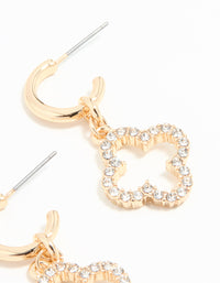 Gold Diamante Flower Huggie Earrings - link has visual effect only