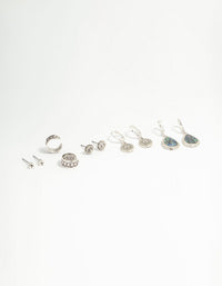 Silver Etched Drop & Stud Earrings 5-Pack - link has visual effect only